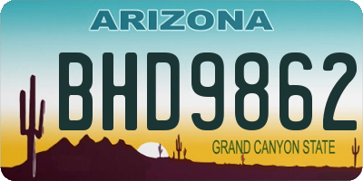 AZ license plate BHD9862