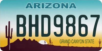 AZ license plate BHD9867