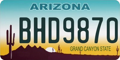 AZ license plate BHD9870