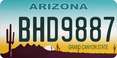 AZ license plate BHD9887