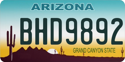 AZ license plate BHD9892