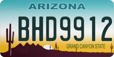 AZ license plate BHD9912