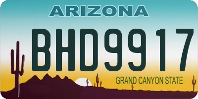 AZ license plate BHD9917