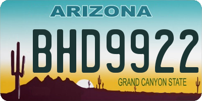 AZ license plate BHD9922