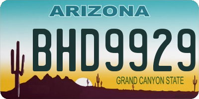 AZ license plate BHD9929