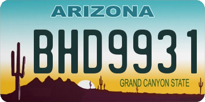 AZ license plate BHD9931