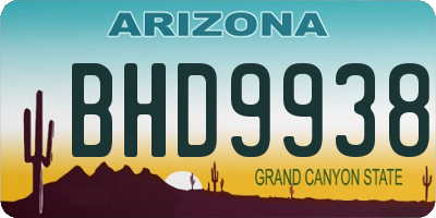 AZ license plate BHD9938