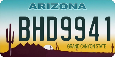 AZ license plate BHD9941