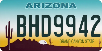 AZ license plate BHD9942