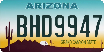 AZ license plate BHD9947