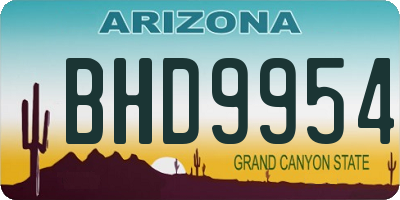 AZ license plate BHD9954