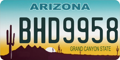 AZ license plate BHD9958