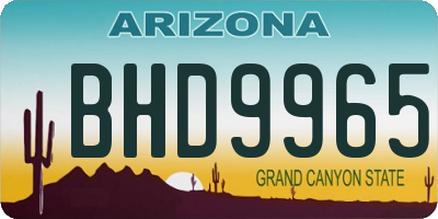 AZ license plate BHD9965