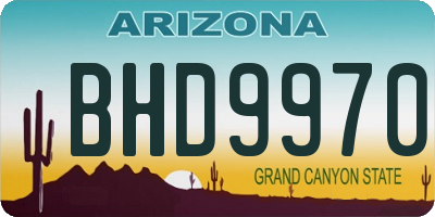 AZ license plate BHD9970