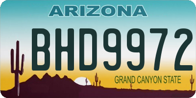 AZ license plate BHD9972