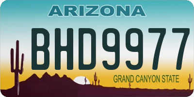 AZ license plate BHD9977