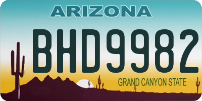 AZ license plate BHD9982