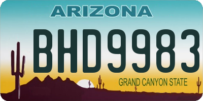 AZ license plate BHD9983