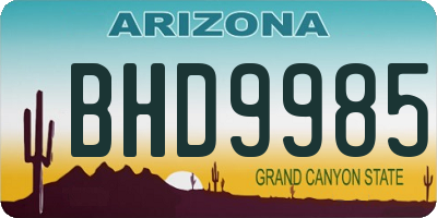 AZ license plate BHD9985