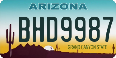 AZ license plate BHD9987