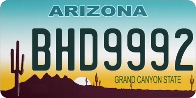 AZ license plate BHD9992