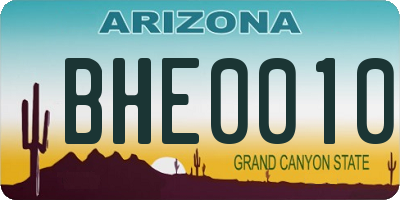 AZ license plate BHE0010