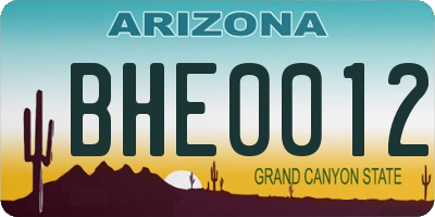 AZ license plate BHE0012