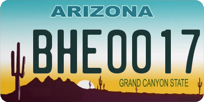 AZ license plate BHE0017