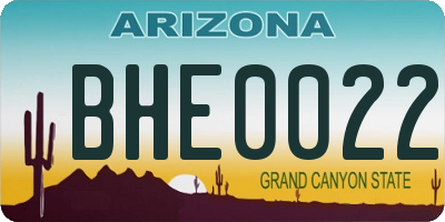 AZ license plate BHE0022