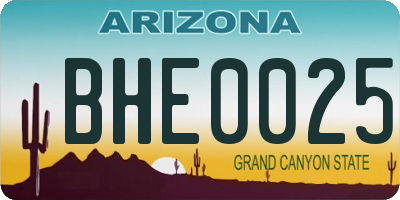 AZ license plate BHE0025