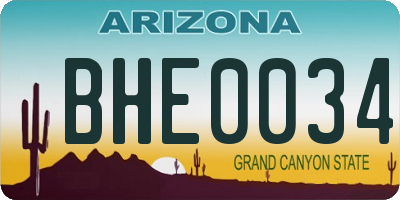AZ license plate BHE0034