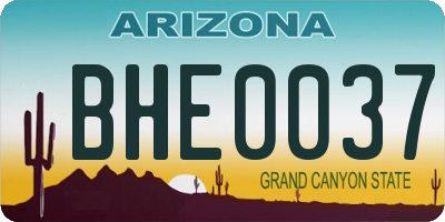 AZ license plate BHE0037