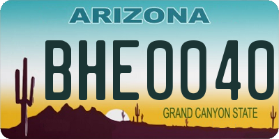 AZ license plate BHE0040