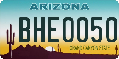 AZ license plate BHE0050