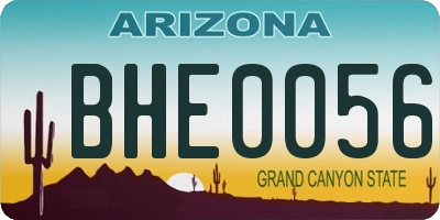 AZ license plate BHE0056