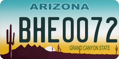 AZ license plate BHE0072