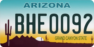 AZ license plate BHE0092