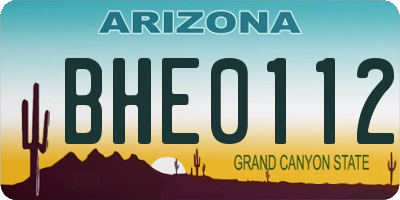 AZ license plate BHE0112
