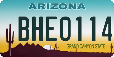 AZ license plate BHE0114