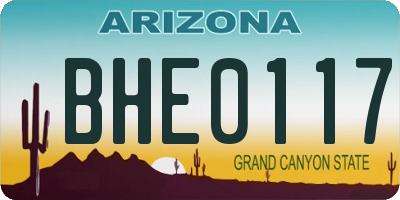 AZ license plate BHE0117