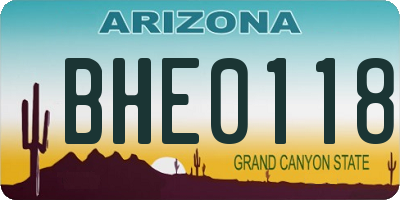 AZ license plate BHE0118