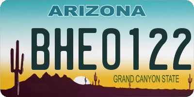AZ license plate BHE0122