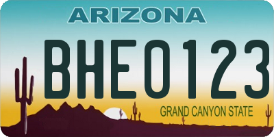 AZ license plate BHE0123