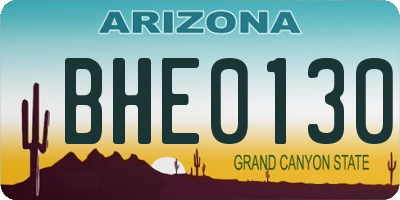 AZ license plate BHE0130