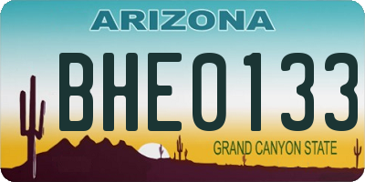 AZ license plate BHE0133