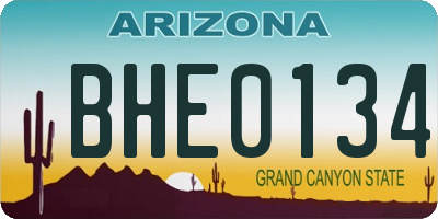 AZ license plate BHE0134