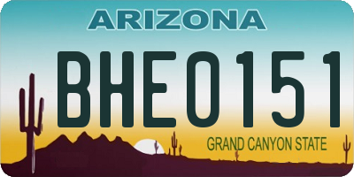 AZ license plate BHE0151