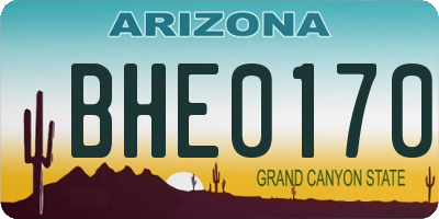 AZ license plate BHE0170
