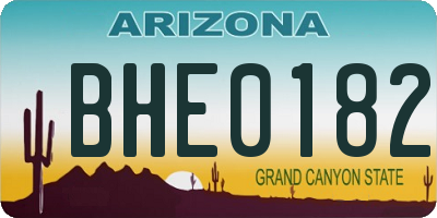 AZ license plate BHE0182