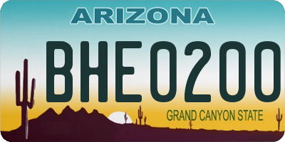 AZ license plate BHE0200